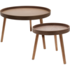 Couchtisch-Set, dunkles Nussbaumholz, 2 Stück