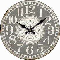 Дерев’яний настінний годинник Vintage compass, діам. 34 см