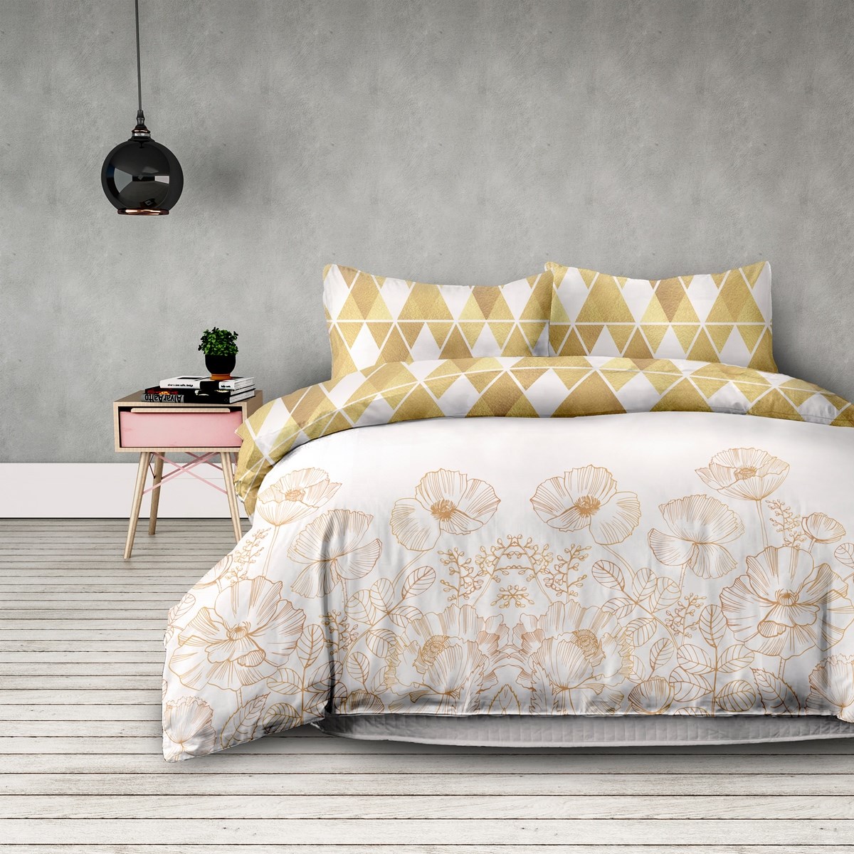 AmeliaHome Flanelové povlečení Golden poopy, 140 x 200 cm, 70 x 90 cm