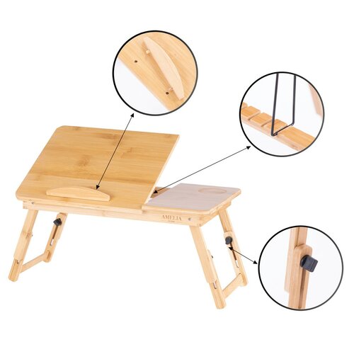 Măsuță laptop Restilo Ryker, din bambus, 50 x 30 x 25 cm