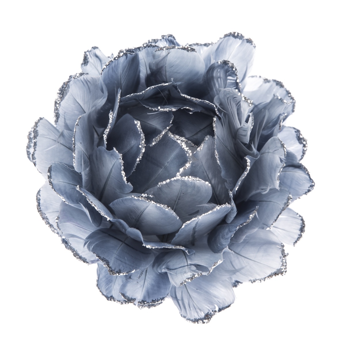 Fotografie Závěsná květina z peří šedo - modrá, 8 cm
