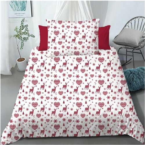 Bombažna posteljnina Božič na belem, 140 x 200 cm,70 x 90 cm