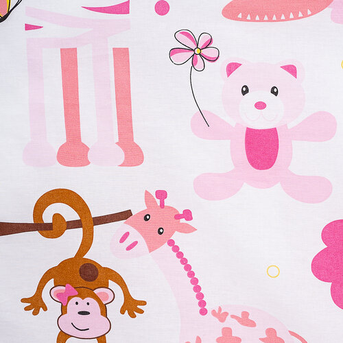 Renforce Zoo gyerek pamut ágyneműhuzat rózsaszín, 90 x 140 cm, 45 x 65 cm