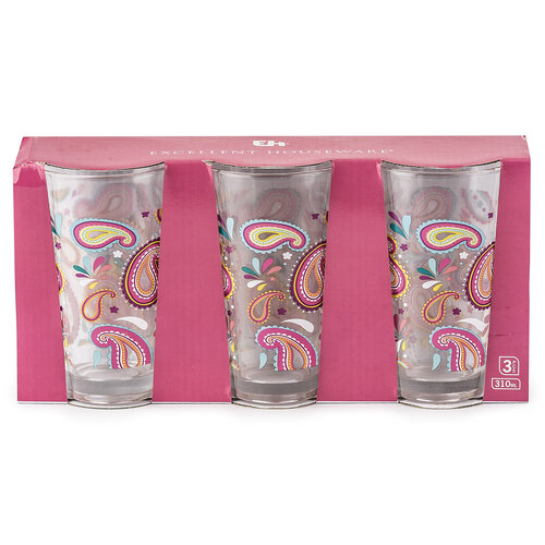 3-częściowy zestaw szklanek Modern, różowy