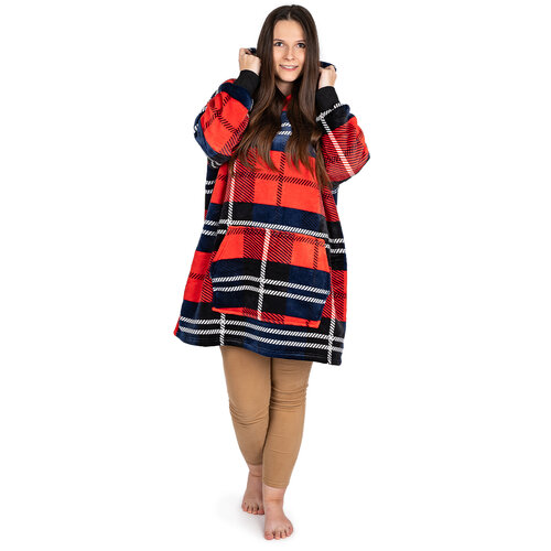 4Home Bluza z barankiem mikroplusz Krata , uni L męska