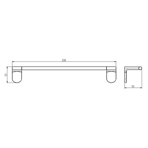 METAFORM ZE320 Zero тримач для рушників 33 x 5,5 см, сріблястий