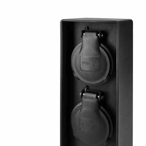 Solight PG04 Zahradní sloupek IP44, plast, 2 zásuvky, hranol, černá