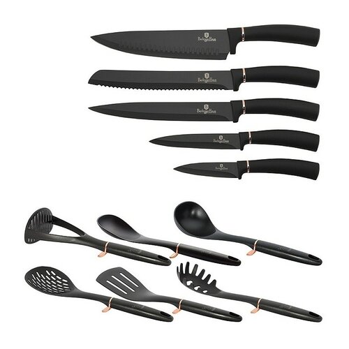Berlinger Haus 12-częściowy zestaw przyborówkuchennych w stojaku Black Rose Collection