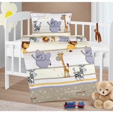 Bellatex Kinderbettwäsche aus Baumwolle Agáta Safari Beige, 90 x 135 cm, 45 x 60 cm