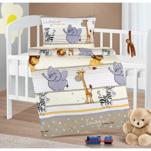 Bellatex Gyermek pamut ágynemő Agáta Safari bézs, 90 x 135 cm, 45 x 60 cm