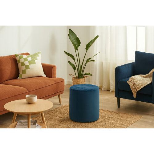 Taburet SOFT GRID Puf, modrý samet