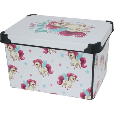 Otroški zabojnik z pokrovom Unicorn, 41 x 30 x 24cm, 22 l, plastika