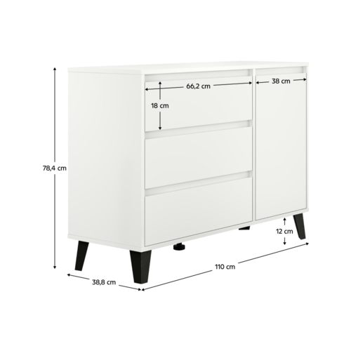 Komoda BOGAN 1D3S, biela