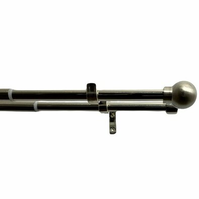 Golyó dupla karnis szett, széthúzható 16/19mm rozsdamentes acél, 120 - 230 cm, gyűrűk nélkül.