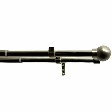 Podwójny zestaw zasłon rozciąganych. Kule 16/19mm, stal nierdzewna, 120–230 cm, bez kółek.
