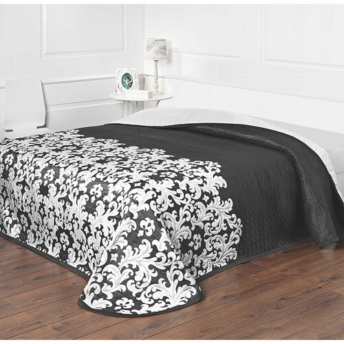 Narzuta na łóżko Versaille czarno-biała, 140 x 220 cm