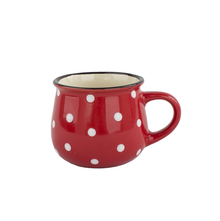 Dots kerámia bögre 230 ml, piros, piros, 230 ml