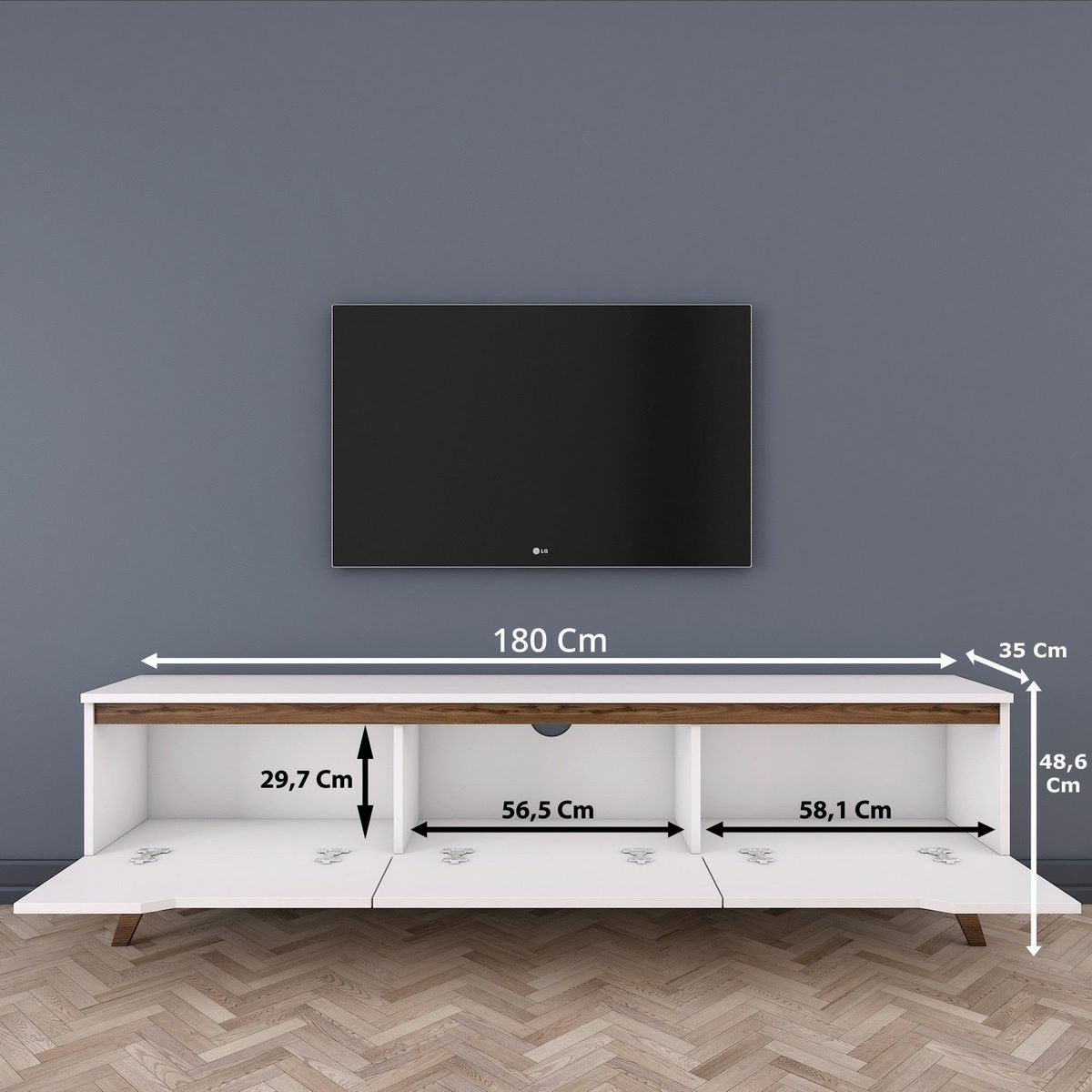 Televízny stolík Dita White and Walnut
