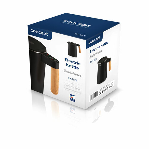 Fierbător din oțel inoxidabil Concept RK3301 Salt&amp; Pepper 1,5 l, negru