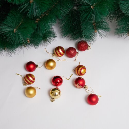 4Home Sada vánočních ozdob Joy 50 ks, zlatá a červená
