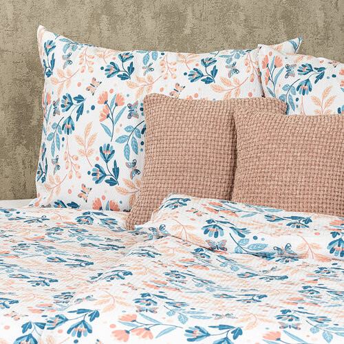 Lenjerie pat 4Home Blooming garden, bumbac creponat, 220 x 200 cm, 2 buc. 70 x 90 cm