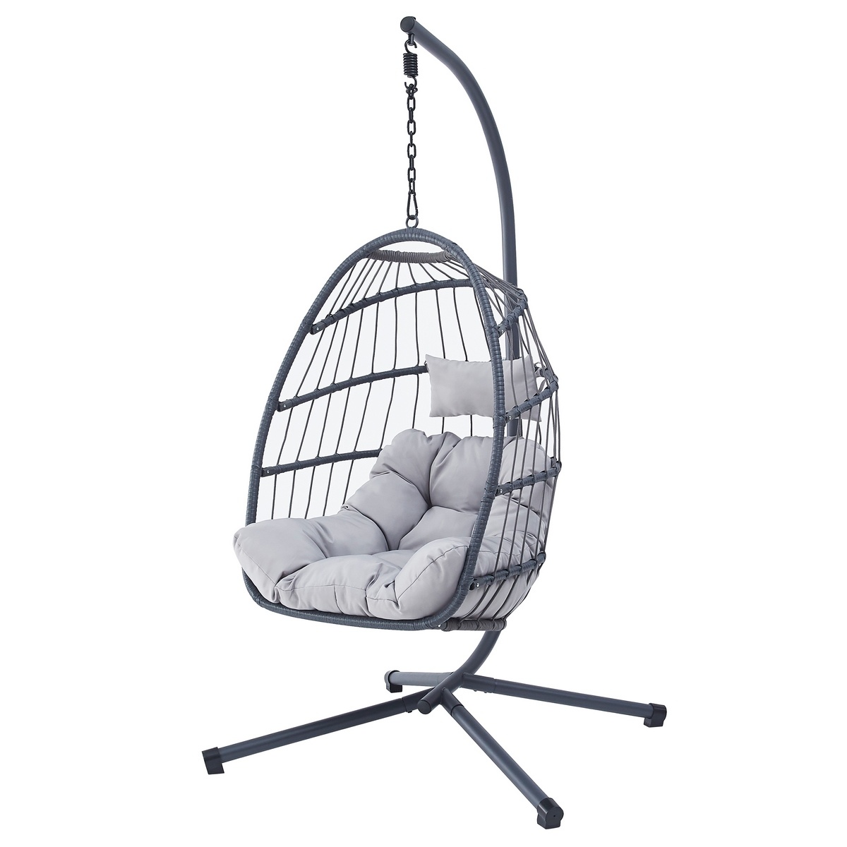 Fotel wiszący Autronic, metal, polirattan, szary,AZ-V 1269GREY