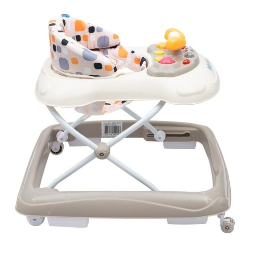 Baby Mix Walker pentru copii cu volan și roți dinsilicon, bej, 50 x 44 x 50 cm