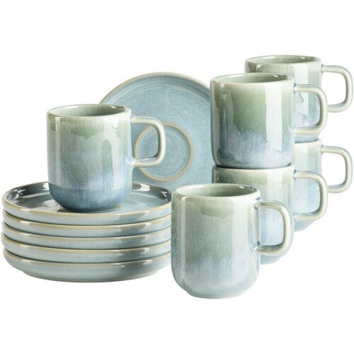 Mäser Set de cești de espresso cu farfurioare Cordelia Atacama Green, 6+6 buc.