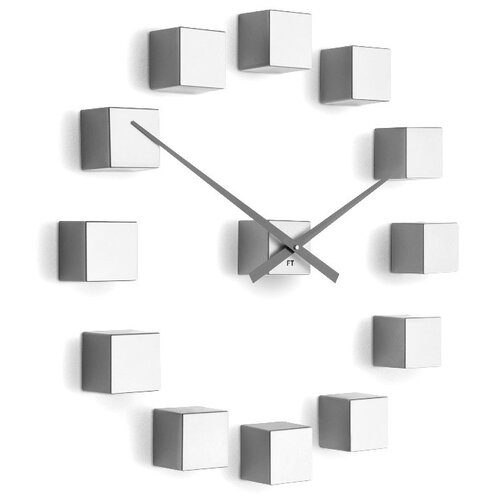 Future Time FT3000SI Cubic silver Designové samolepiace hodiny, pr. 50 cm