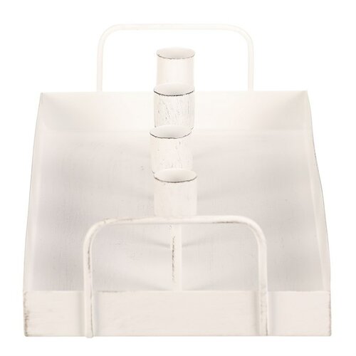 Kovový svietnik na 4 kónické sviečky, obdĺžnik, biela, 36 x 16 x 7 cm