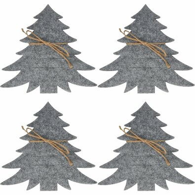 X-Mas Tree vrečka za jedilni pribor, siva, komplet4 kosov