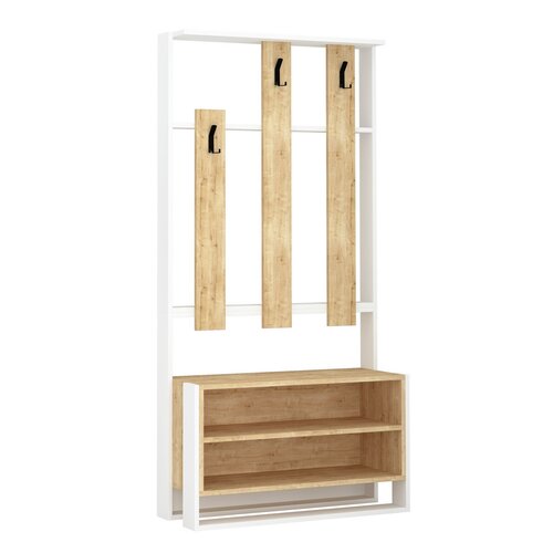 Wandgarderobe mit Schuhregal Chester White and Oak