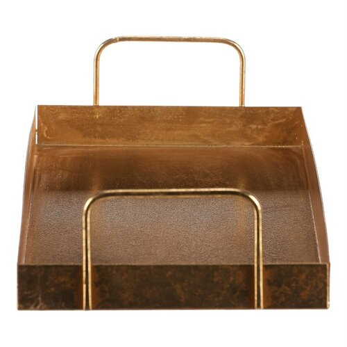 Tavă metalică cu mâner dreptunghiular, auriu, 36 x16 x 7 cm