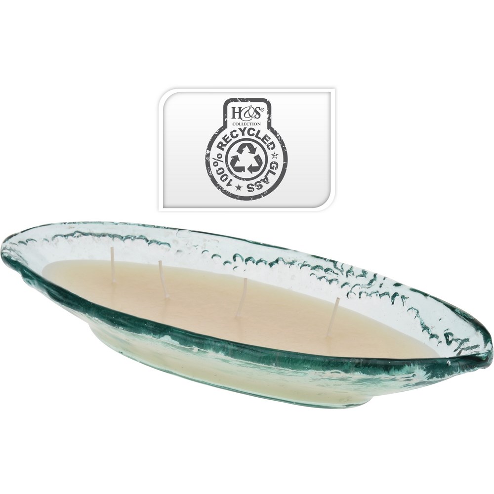 Dekoračná sviečka v sklenenej brúsenej miske, 4 knôty