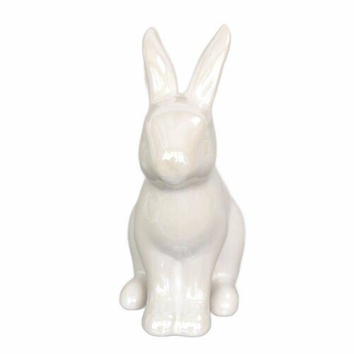 Dekoracje wielkanocne Biały zajączek, ceramika,10,2 x 13 x 5,2 cm