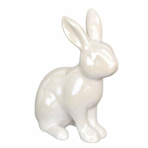 Dekoracje wielkanocne Biały zajączek, ceramika,10,2 x 13 x 5,2 cm