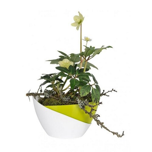 Samozavlažovací kvetináč Doppio, sv. zelená + biela