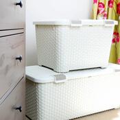 Curver úložný box Rattan style 43 l, krémová