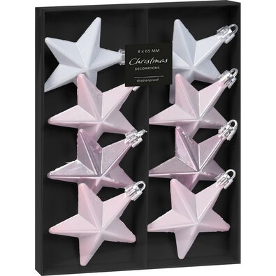Weihnachtsschmuck-Set Sterne Ice Pink, 6,5 cm,  8 St.