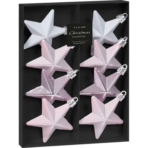 Weihnachtsschmuck-Set Sterne Ice Pink, 6,5 cm,  8 St.