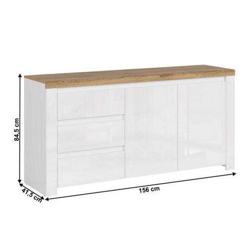 Komoda VILGO 2D3S, błyszczący biały