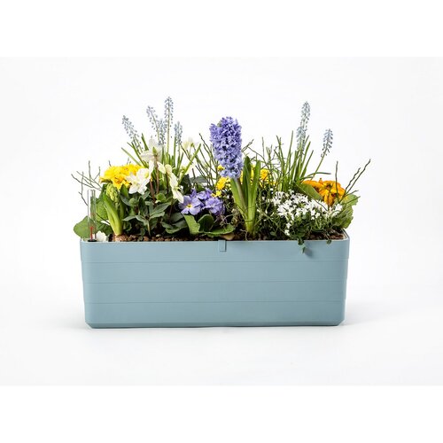 Plastia Selbstbewässernder Blumenkasten Berberis 60, Graublau + Weiß