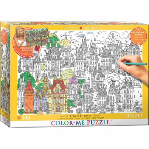 EuroGraphics Color me puzzle Domy ve městě, 300 dílků + sada na zavěšení