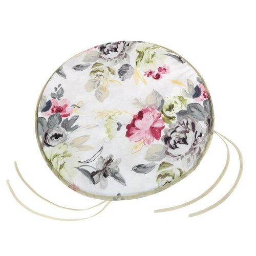 Pernă de scaun Bellatex EMA rotundă netedăFlowers gri-roz , 40 cm