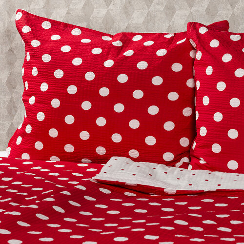 4Home Krepp-Bettwäsche Roter Punkt, 220 x 200 cm, 2 Stück 70 x 90 cm