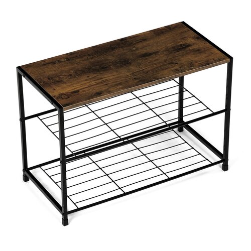 Skrinka na topánky s 2 policami, staré drevo