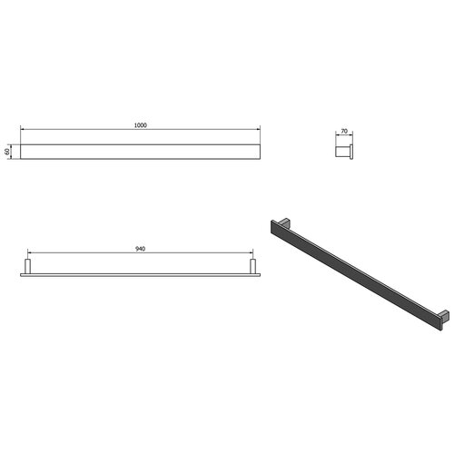 SAPHO PX088 Patron тримач для рушників, 100 x 6 см, чорний матовий