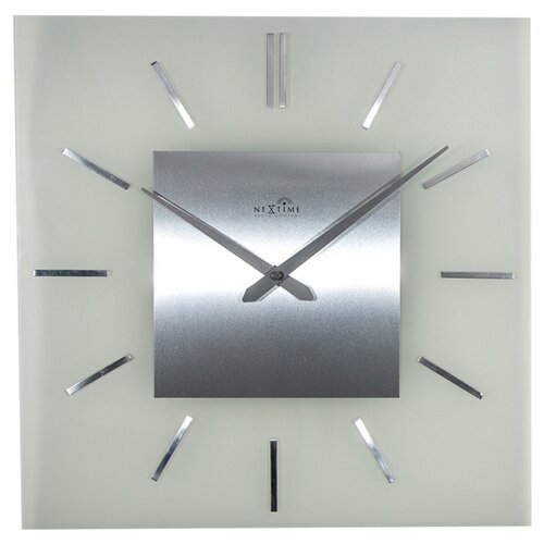 Nextime Stripe Square DCF 3148 nástěnné hodiny stříbrná,  40 cm