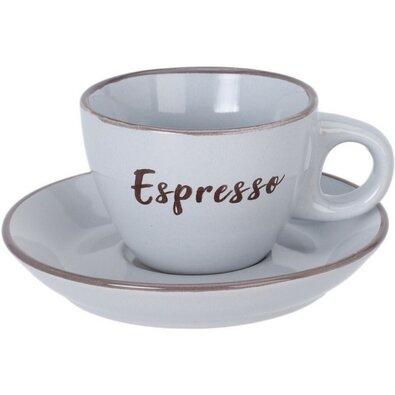 Kameninový šálek s podšálkem Espresso, 100 ml, světle šedá