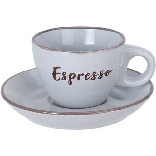 Keramična skodelica s podstavkom Espresso, 100 ml,svetlo siva